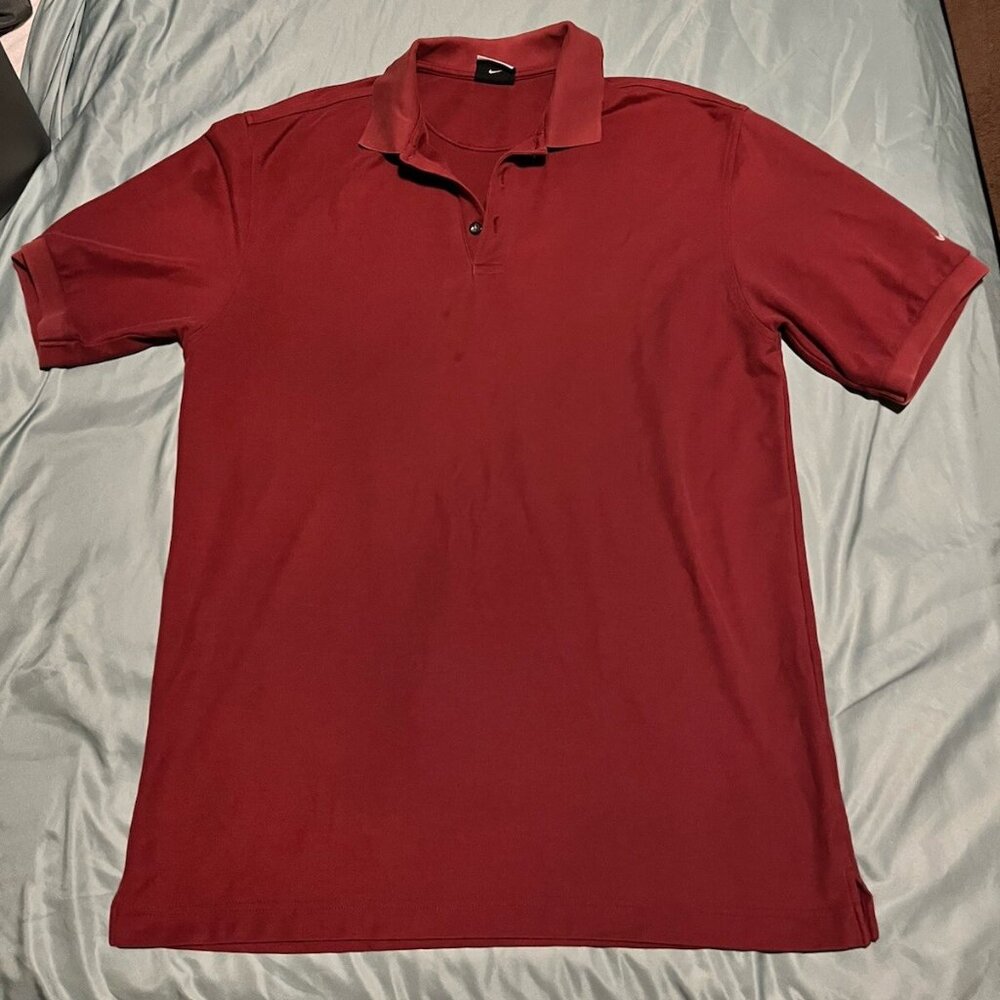 Nike Men’s Dark Red Golf Polo Quarter Button Up L